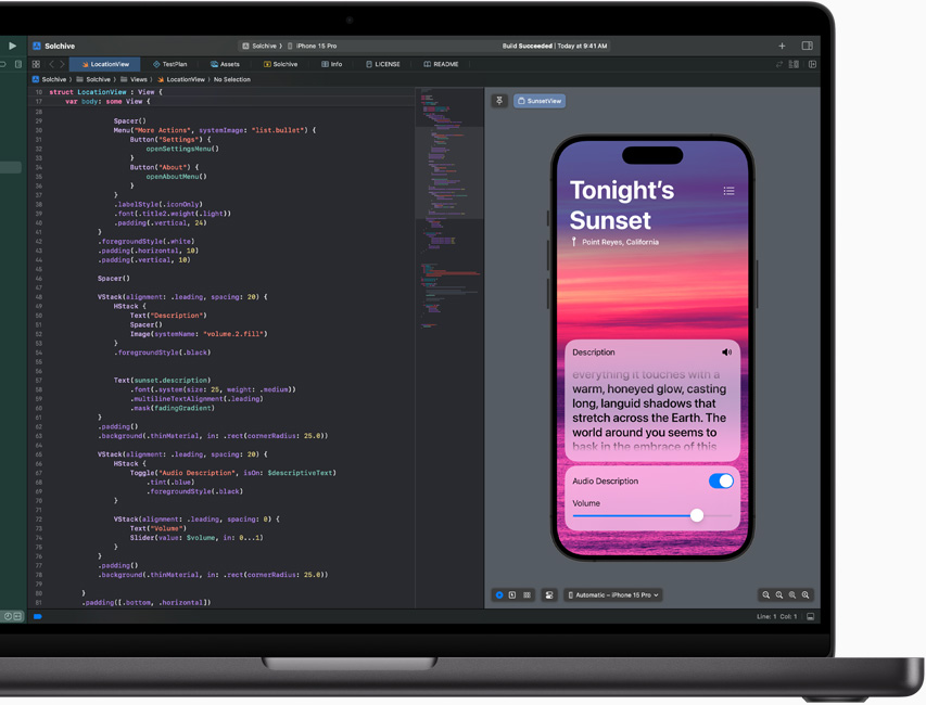 Az Xcode egy MacBook Prón