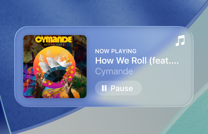 Kontrol tembus cahaya di Apple Music membiaskan latar belakang